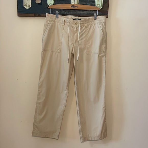 Lauren Ralph Lauren Light Cream Beige Khaki Straight Leg Ankle Pants Size 10 - Picture 3 of 15